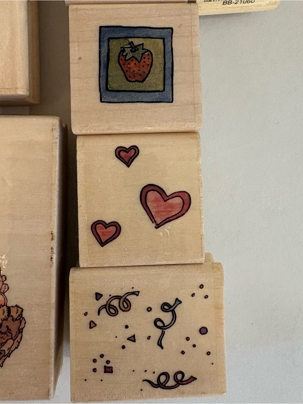 Boyds Bears Wood Stamp Set (9) Unused Birthday & Tea Party Uptown Rubber Stamps - Picture 5 of 8